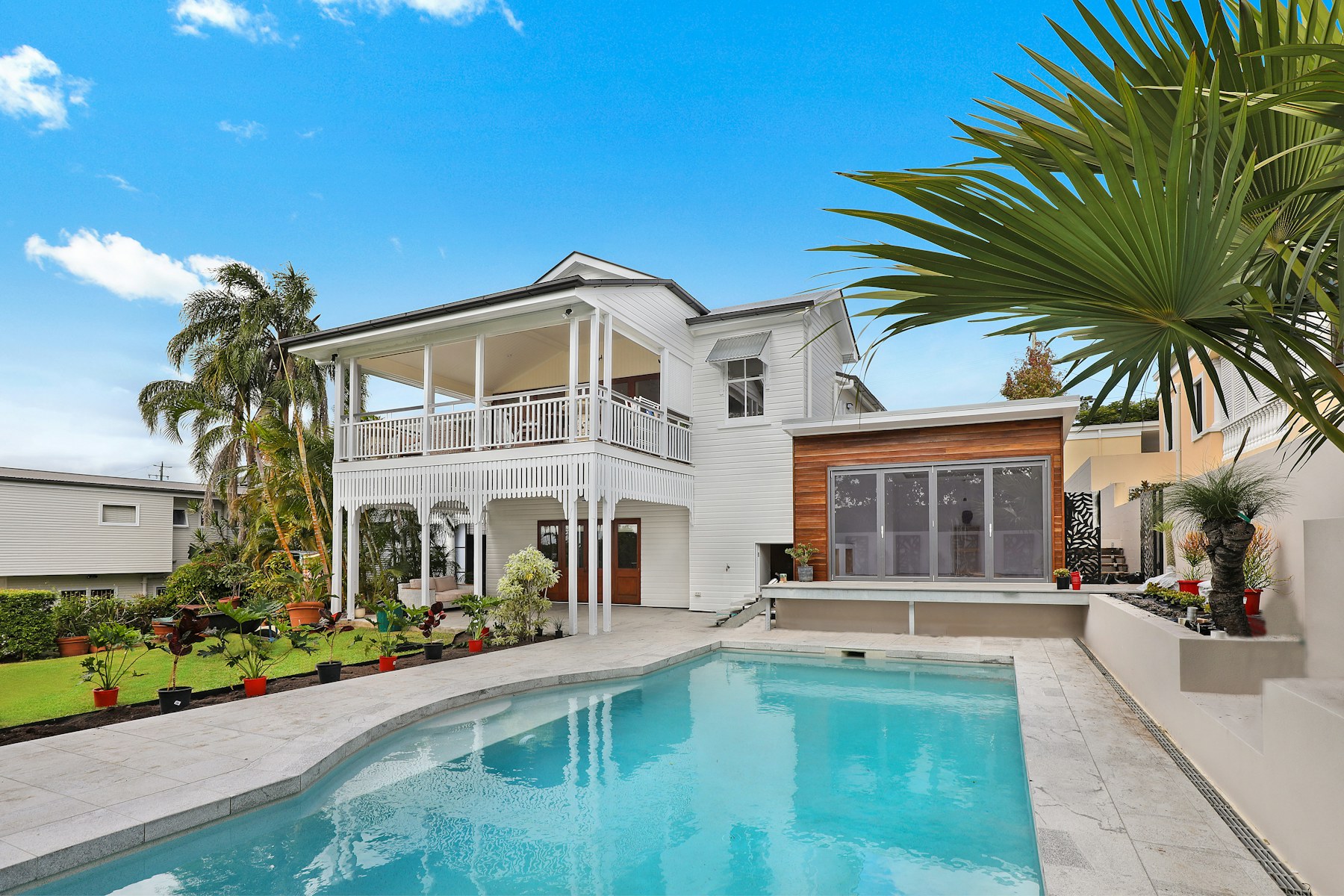 Welcoming home exterior and landscaped entrance